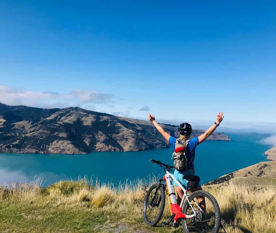 Akaroa: Guided Electric Mountain Bike Tour-Lava Loop - Akaroa Harbour opens up below you