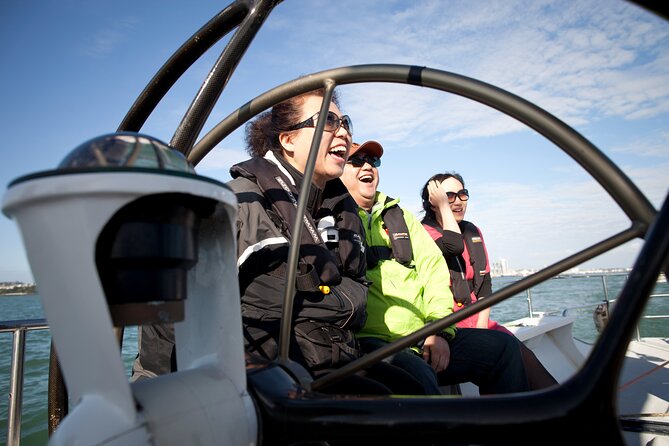 America's Cup Sailing on Auckland's Waitemata Harbour - Aucklands skyline from the water