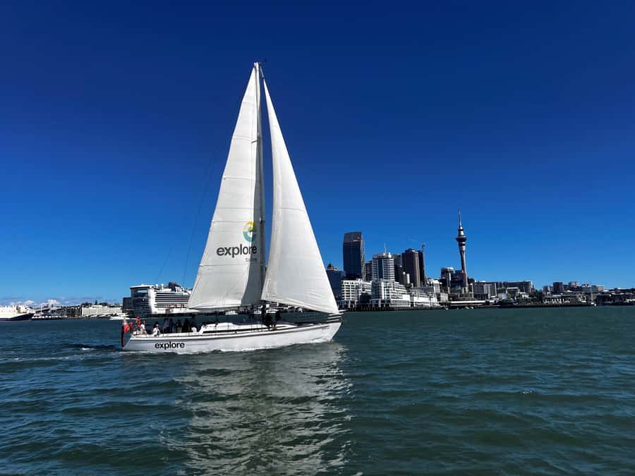 Auckland Harbour 1.5-Hour Sailing Cruise - Westhaven Marina and the city skyline