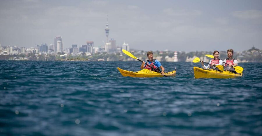 Auckland: Sunset & Night Sea Kayak Tour to Rangitoto Island - The paddle across the Hauraki Gulf