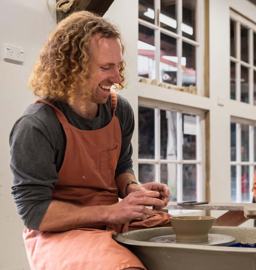 Coromandel: Wheel Throwing Pottery Class - The wheel, the clay and the first wobble