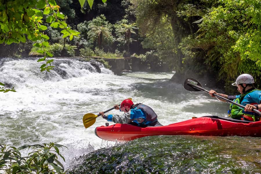 Epic Tandem Kayak Tour down the Kaituna River Waterfalls - Getting ready for the first rapid