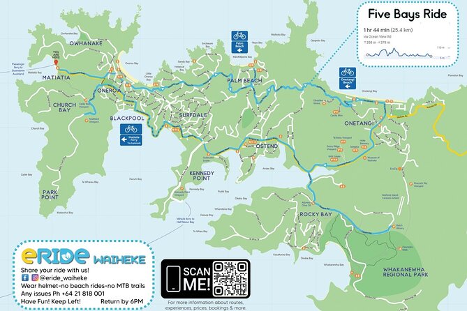 eRide Waiheke 5 bays ride - Beaches, bays, and summer swimming