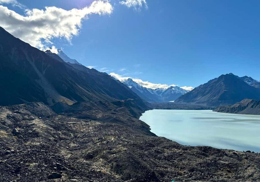 From Queenstown: Mt Cook & Tasman Glacier Viewpoint Day Tour - Lake Pukaki and the first view of Aoraki