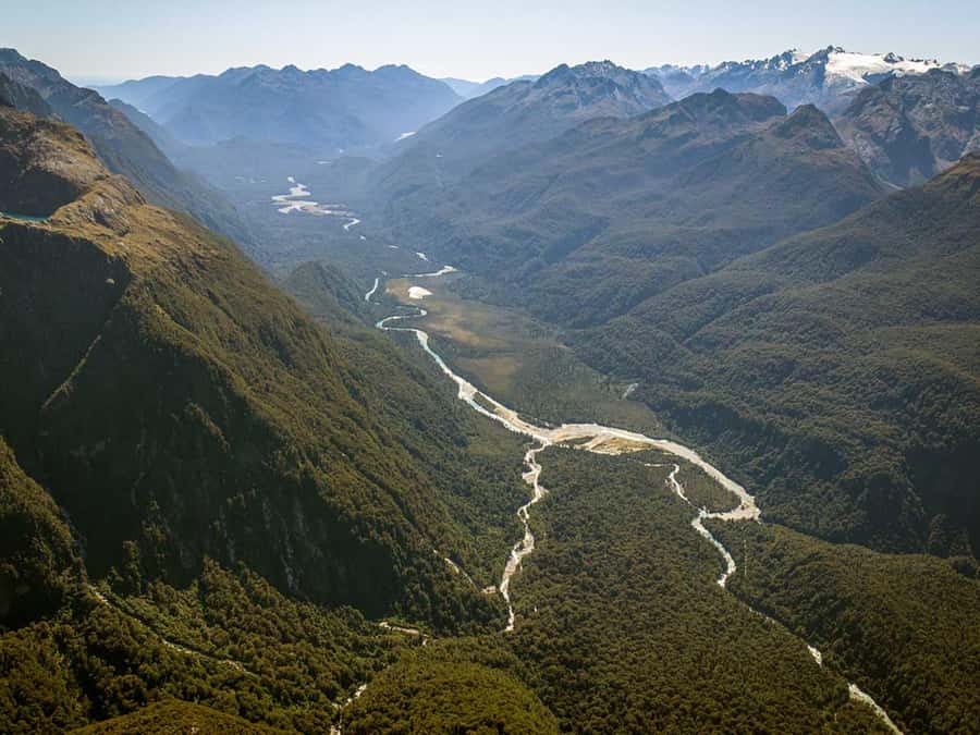 From Wanaka: Milford Sound Flight with Landing & Glaciers - Arriving above Milford Sound
