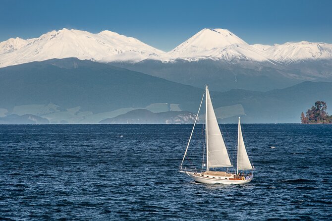 Maori Rock Carvings Eco Sailing Taupo - A swim in the cove when the sun is out