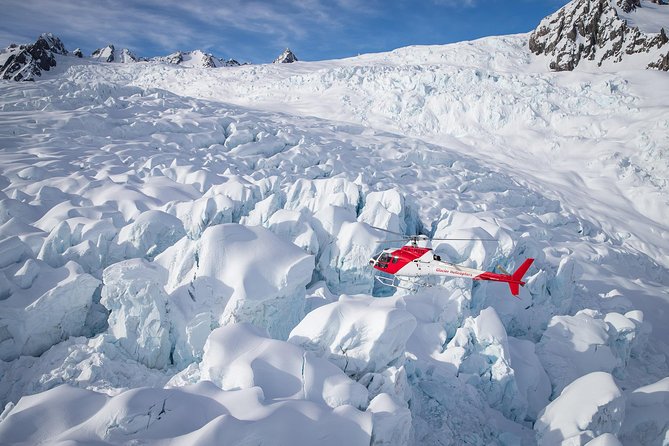 Mount Cook Spectacular Helicopter Flight from Fox Glacier - Above Fox Glacier: icefalls and crevasses