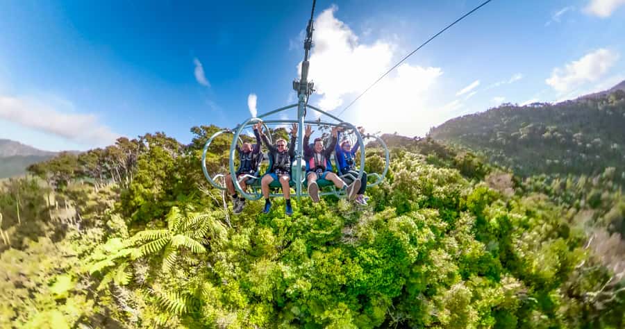 Nelson: Cable Bay Adventure Park Skywire Experience - The launch platform and five-point harness