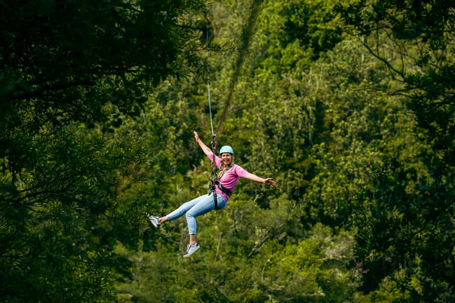 Okere Falls: Zipline over Waterfalls Experience - Meeting the guides beside Okere Falls Cafe