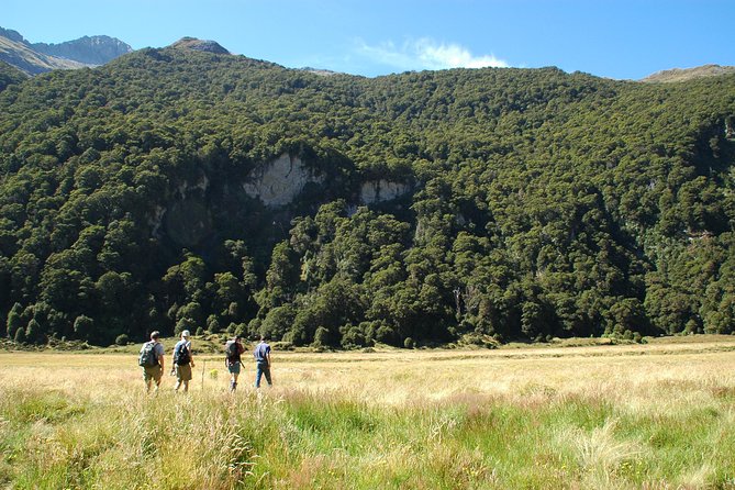 Siberia Experience:Fly-Hike-Jetboat:Wilderness Adventure:Wanaka - Descending into the Wilkin River valley