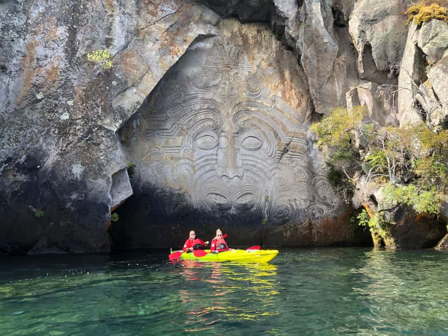 Taupo: Maori Rock Carvings Kayaking Tour - Meeting Glen, Eloise, Conall, and the small-group guides