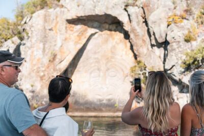 Māori Rock Carvings Lake Taupo Catamaran Tour
