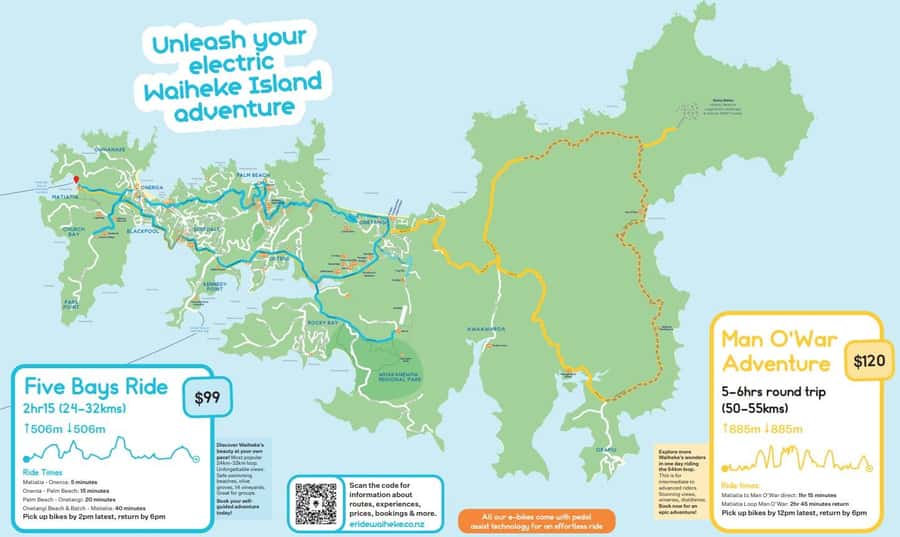 Waiheke Island: Premium eBike Adventure & Self-Guided Tour - Palm Beach and the Five Bays route