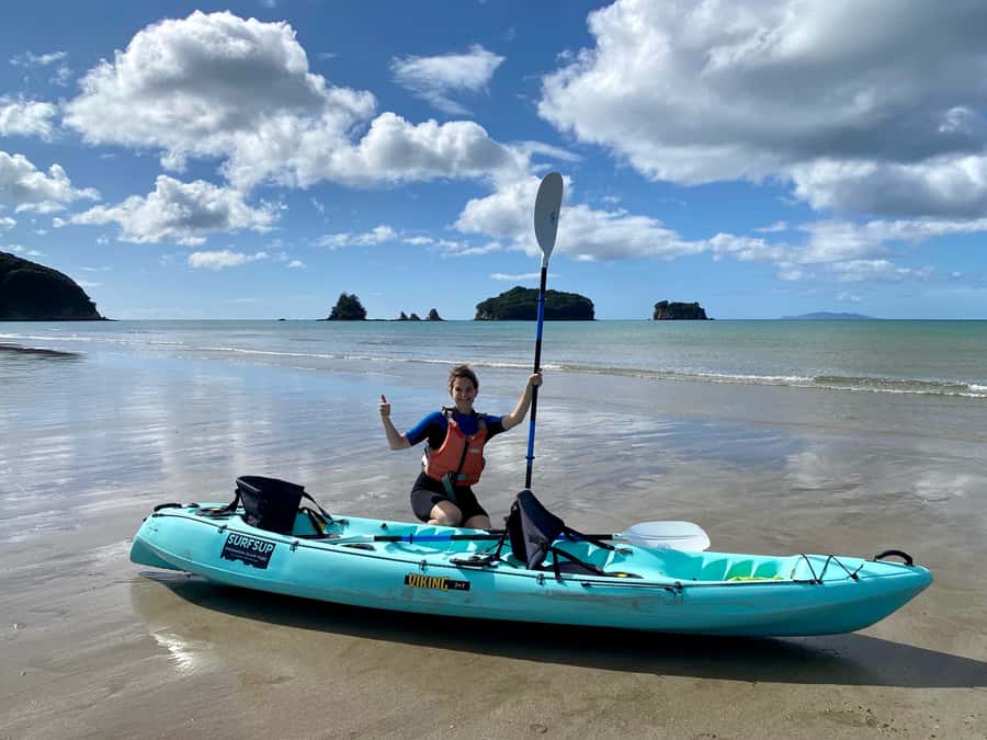 Whangamata: Donut Island Guided Kayaking Experience - The narrow entrance and Donut Island lagoon